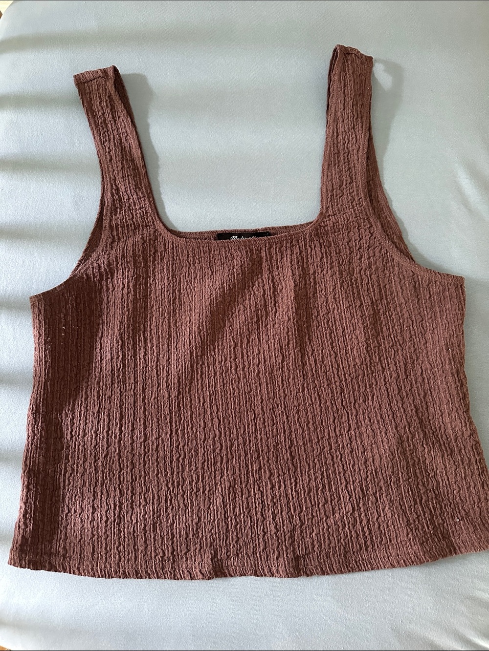 Madewell Popcorn Knit Tank Top Fig | Textured Summer Layering Top | Size Large - Picture 2 of 3